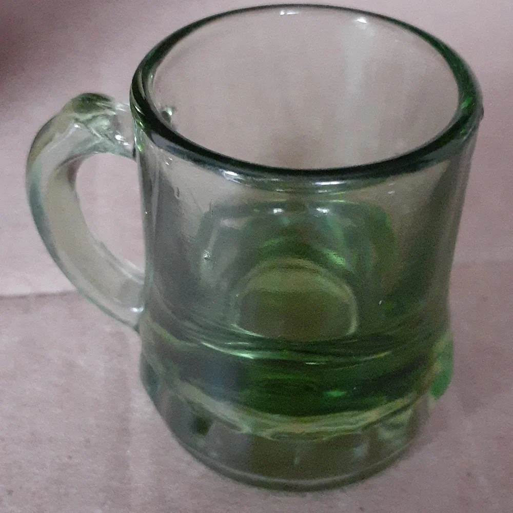Vintage Green Federal Glass Company Mini Stout Mug Shot Glass